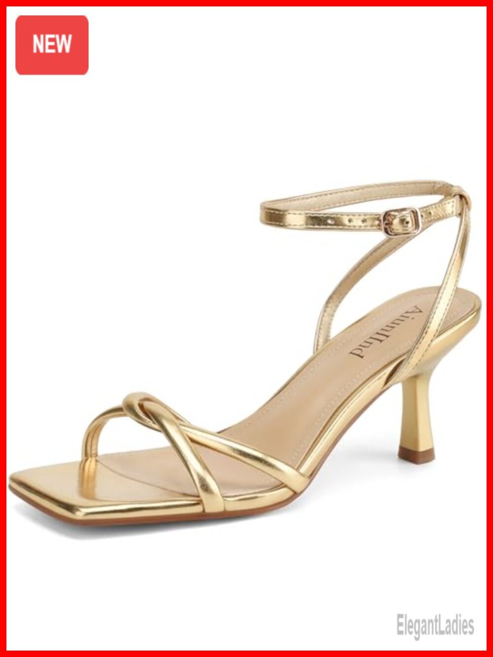 Women's Kitten Low Heel Sandals Strappy Square Open Toe Faux Leather